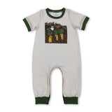 Green short sleeves duck baby boy romper