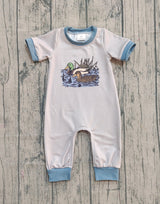 Light blue short sleeves duck baby boy romper