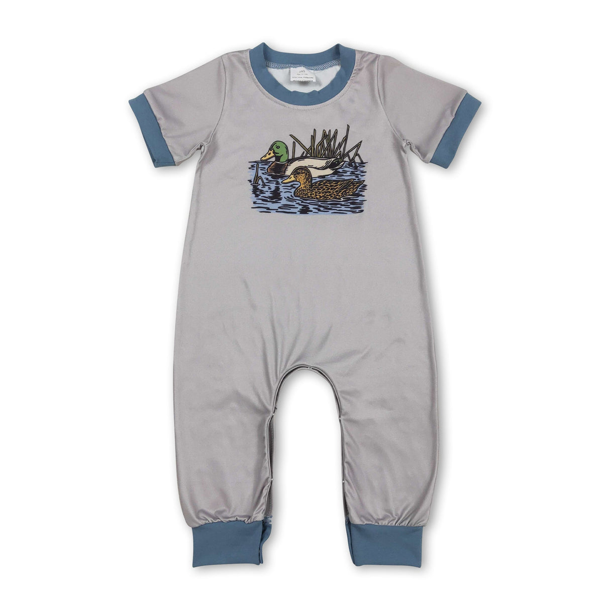 Light blue short sleeves duck baby boy romper