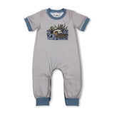 Light blue short sleeves duck baby boy romper