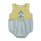 Sleeveless Jesus loves me this I know church boy romper
