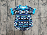 Short sleeves blue black aztec baby boy western romper