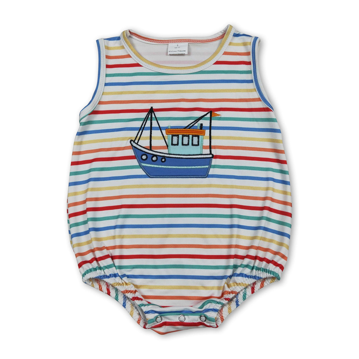 Sleeveless stripe boat baby boy summer romper