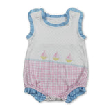 Sleeveless polka dots plaid boats baby girl romper