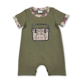 Short sleeves camo fishing embroidery baby boy romper