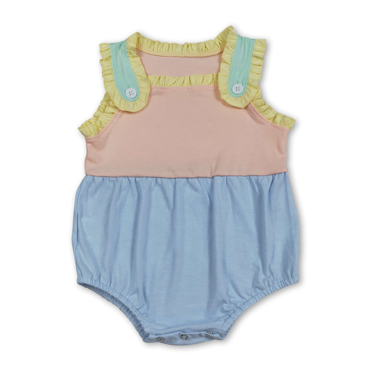 Sleeveless ruffle cotton patchwork baby girls summer romper