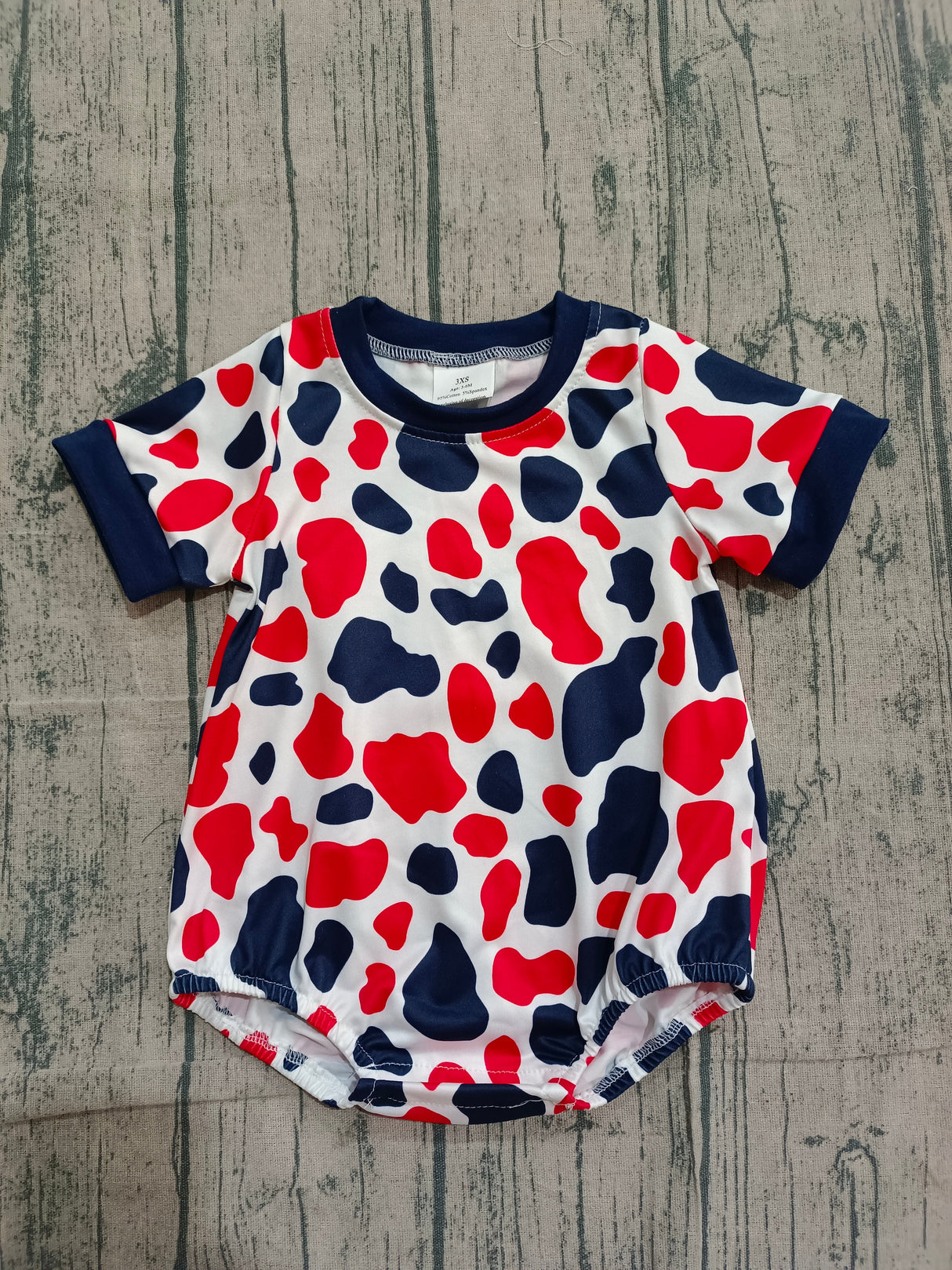 Short sleeves camo baby boy 4th of july romper