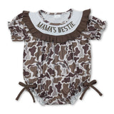 Short sleeves Mama's bestie embroidery camo girls romper