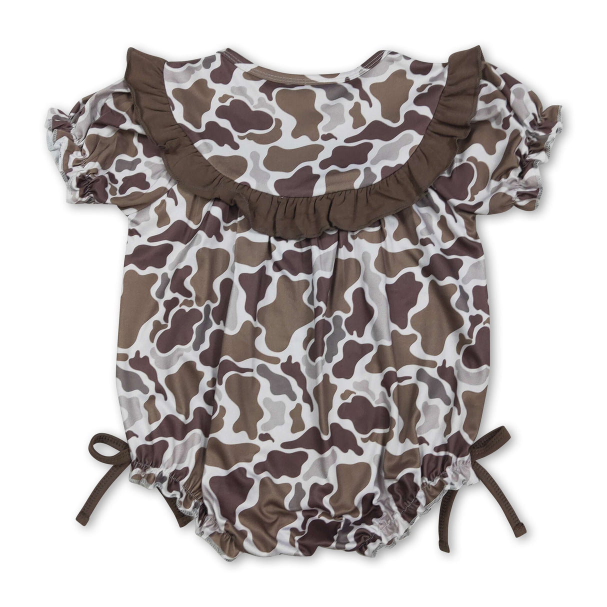 Short sleeves Mama's bestie embroidery camo girls romper