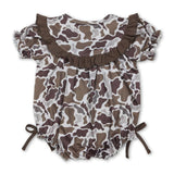 Short sleeves Mama's bestie embroidery camo girls romper
