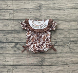 Short sleeves Mama's bestie embroidery camo girls romper
