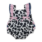Flutter sleeves cow ruffle baby girls summer romper