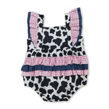 Flutter sleeves cow ruffle baby girls summer romper