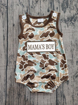 Sleeveless camo mama's boy embroidery baby romper