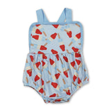 Light blue straps popsicle baby boy 4th of july romper