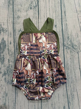 Straps deer stripe camo baby boy summer romper