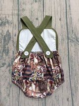Straps deer stripe camo baby boy summer romper