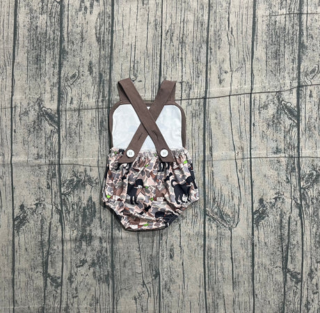 Straps dog duck camo baby boy summer romper