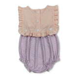 Purple stripe ruffle baby girls summer romper