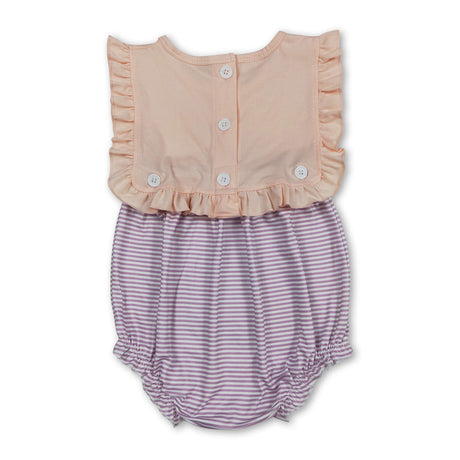 Purple stripe ruffle baby girls summer romper