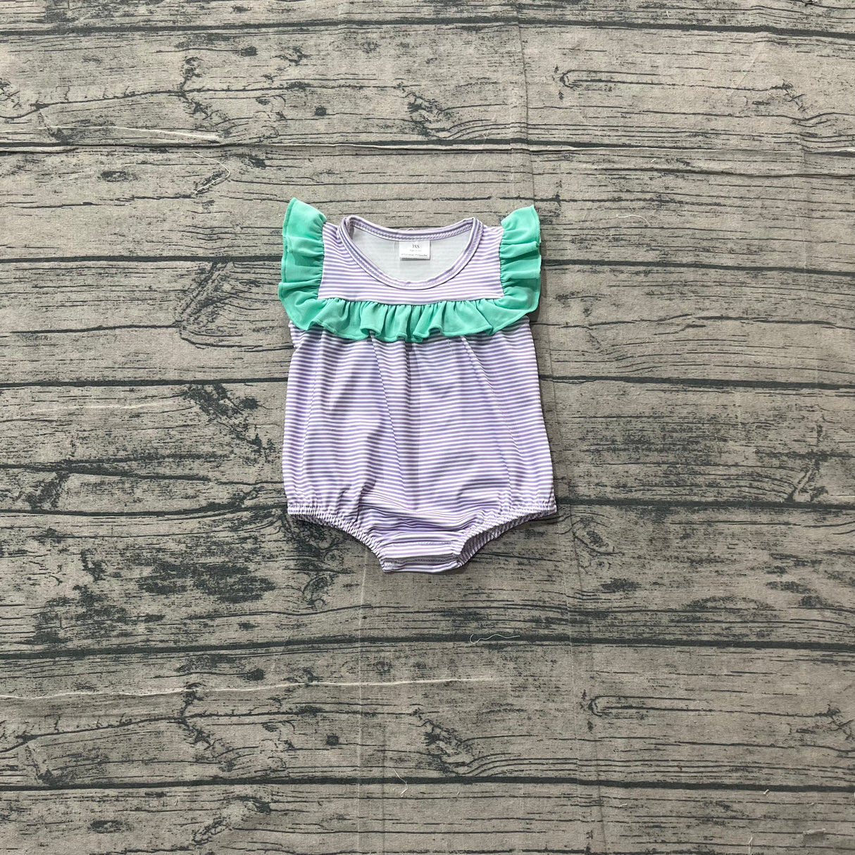 Ruffle lavender stripe baby girls summer romper