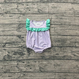 Ruffle lavender stripe baby girls summer romper