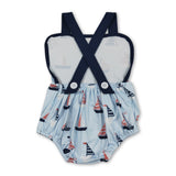 Blue straps boat baby boy summer 4th of july romper