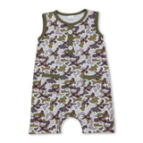 Sleeveless camo duck pockets baby boy summer romper