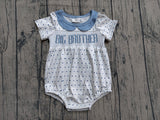 Short sleeves polka dots big brother smocked baby boy romper