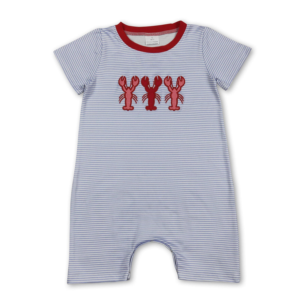 Short sleeves stripe crawfish baby boy summer romper