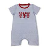 Short sleeves stripe crawfish baby boy summer romper