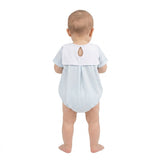 Short sleeves stripe farm tractor embroidery boy romper