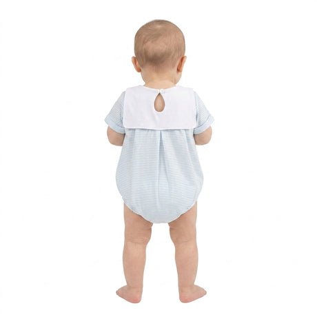 Short sleeves stripe farm tractor embroidery boy romper