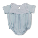 Short sleeves stripe farm tractor embroidery boy romper