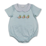 Short sleeves duck embroidery baby boy summer romper