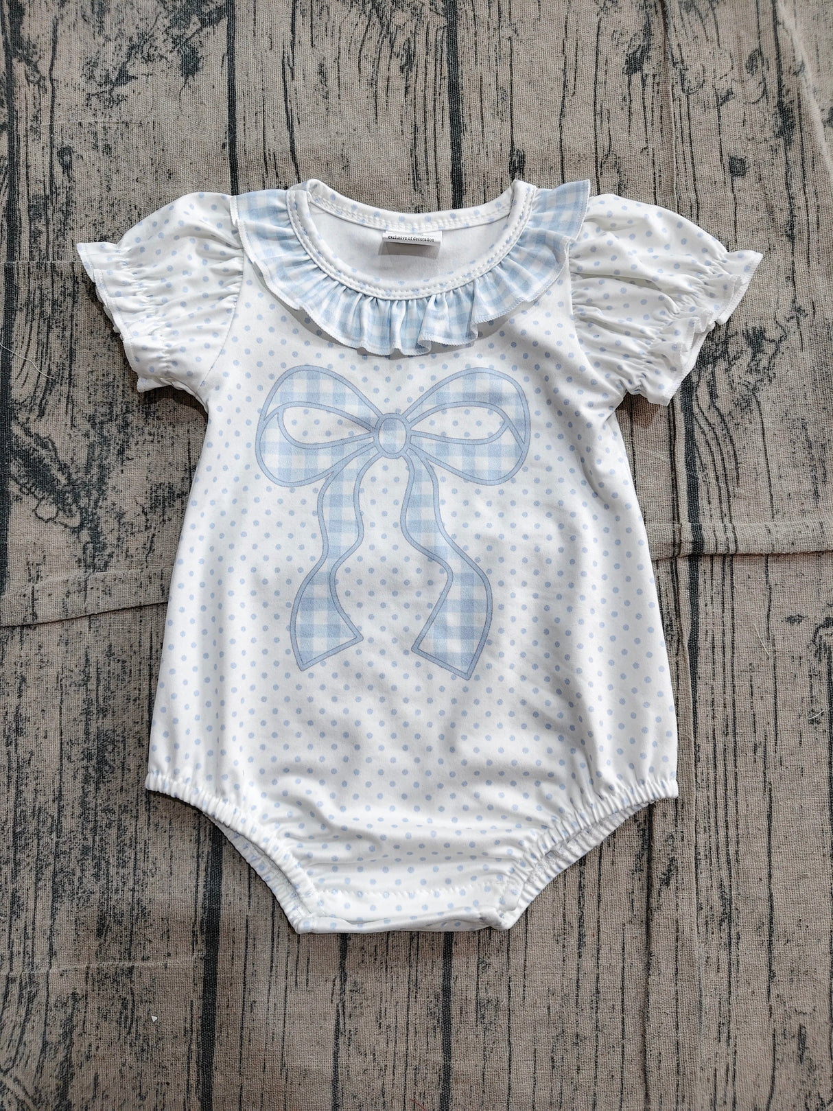 Short sleeves polka dots bow baby girls summer romper