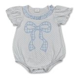 Short sleeves polka dots bow baby girls summer romper