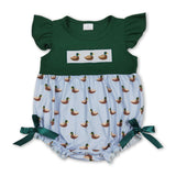 Flutter sleeves duck embroidery baby girl summer romper