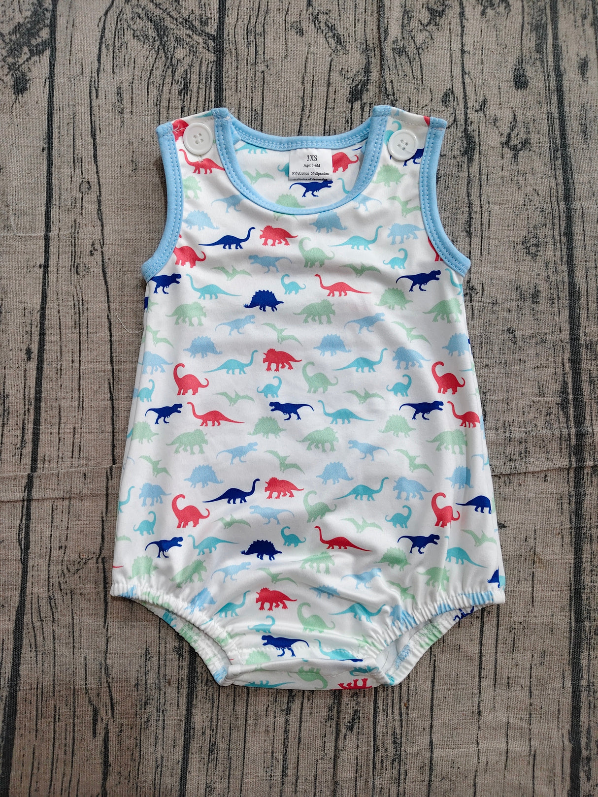 Sleeveless dinosaur baby boy summer romper