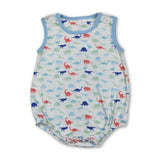 Sleeveless dinosaur baby boy summer romper
