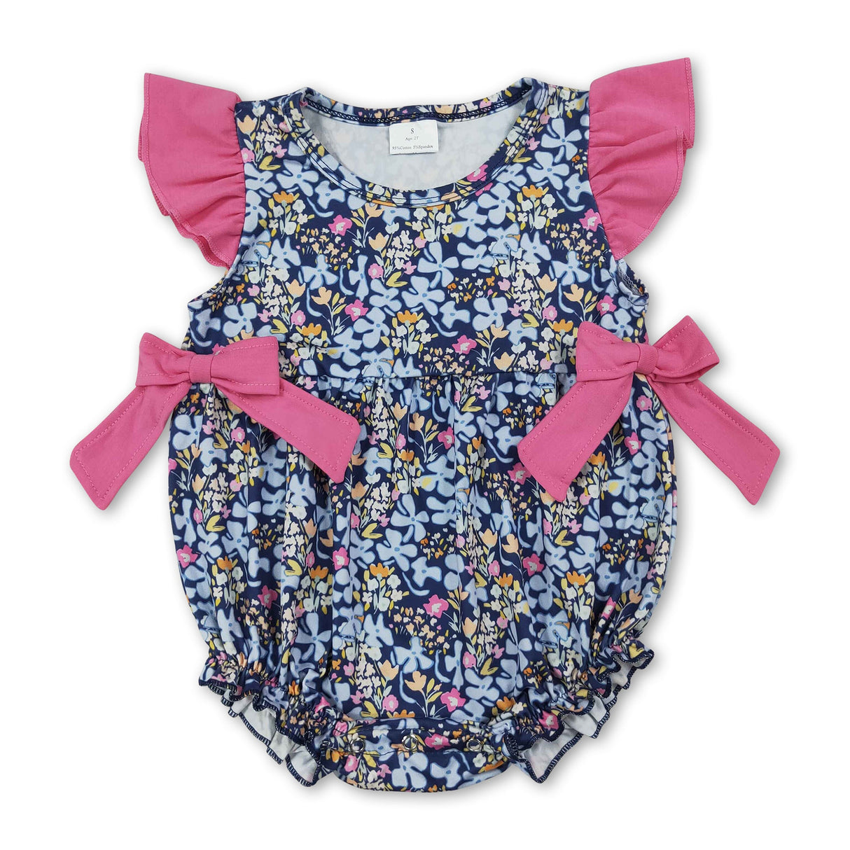 Flutter sleeves light blue floral baby girls summer romper