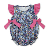 Flutter sleeves light blue floral baby girls summer romper