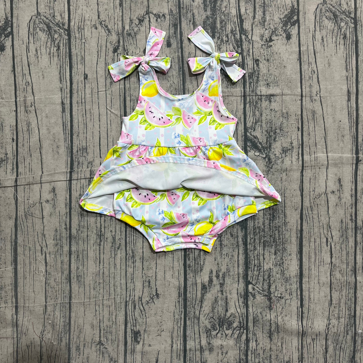 Sleeveless lemon watermelon baby girls romper