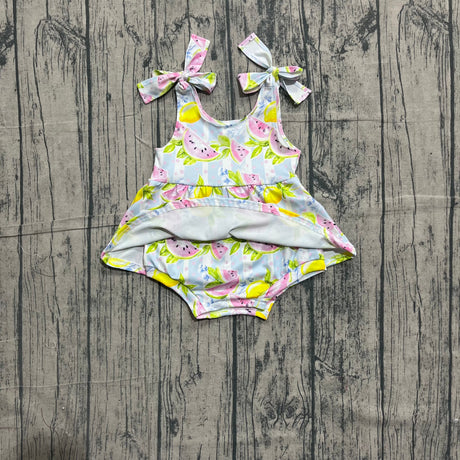 Sleeveless lemon watermelon baby girls romper
