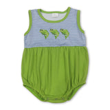 Sleeveless fish embroidery green baby boy romper