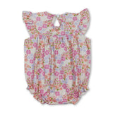 I love dad smocked pink floral baby girls summer romper