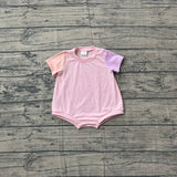 Short sleeves cotton pink baby girls summer romper