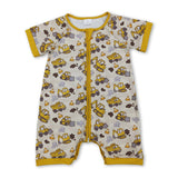 Short sleeves constructions baby boy zipper romper