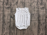 Sleeveless light blue plaid baby boy summer romper