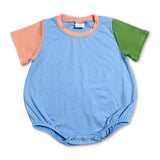 Orange green short sleeves cotton baby boy summer romper
